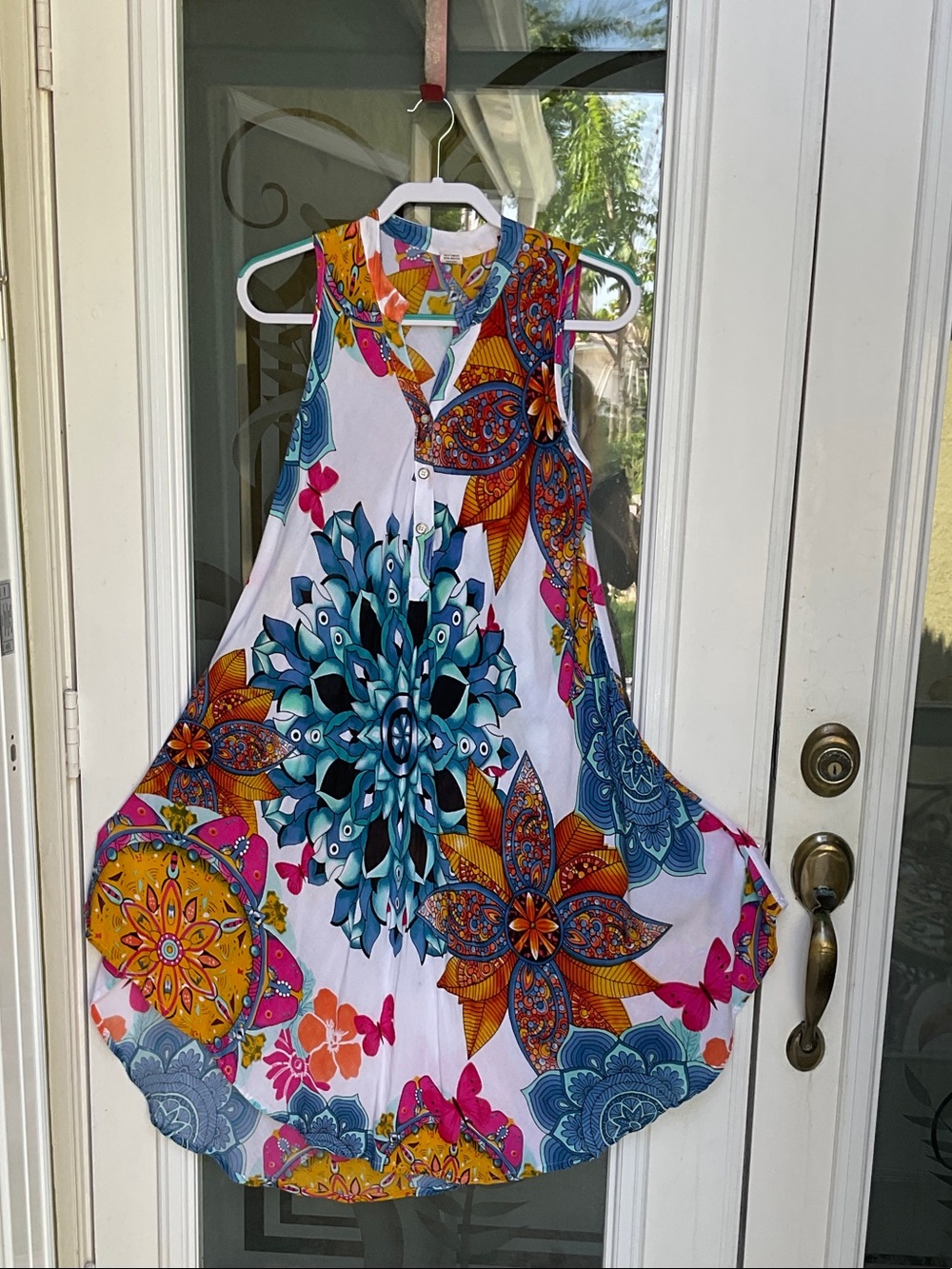 Girls' White Multicolor Floral Medallion Sundress